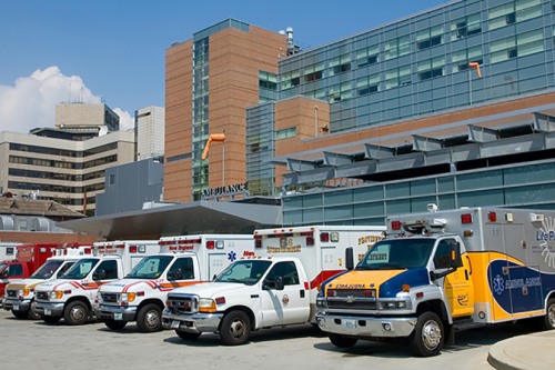 ambulances outside a hospital