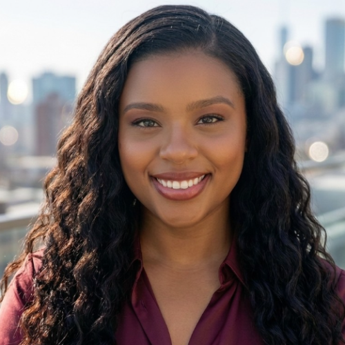 smiling woman with long dark hair